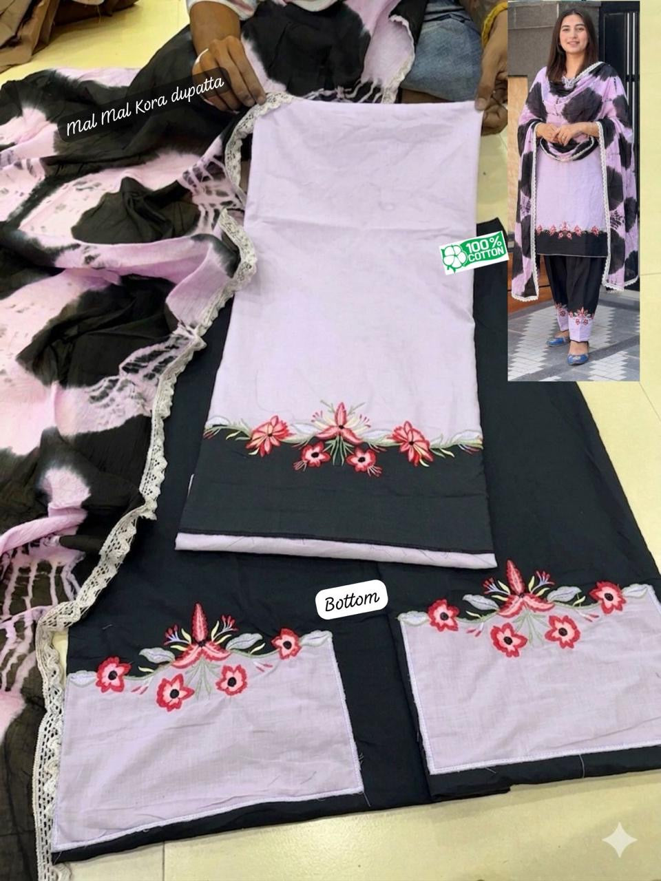 Black purple embroidered suit