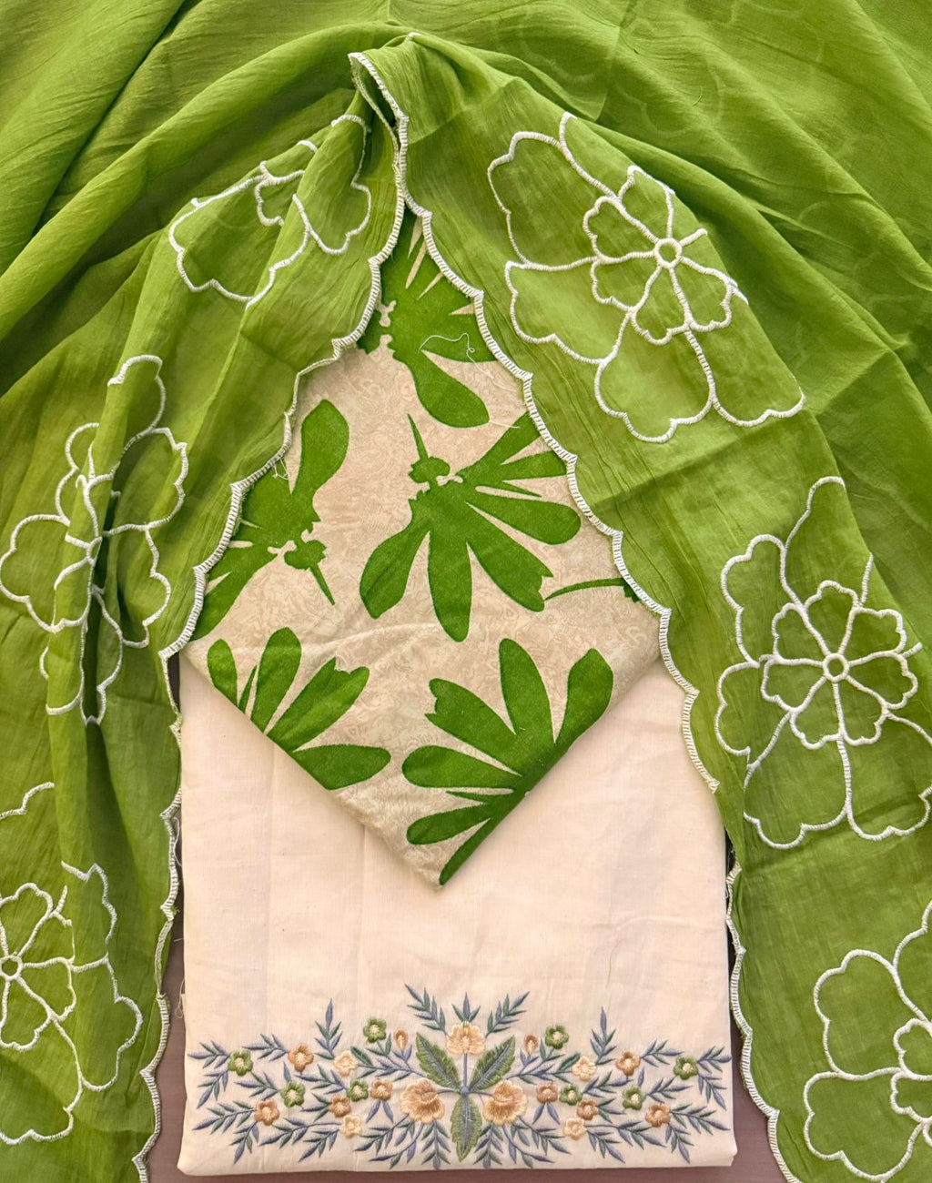 PRINT SUIT  WITH BOTTOM WORK