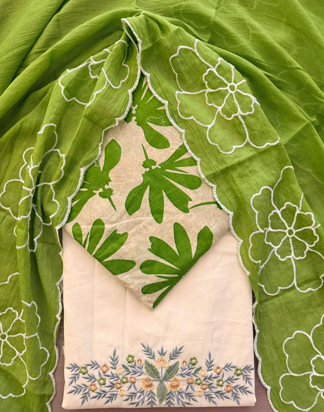 PRINT SUIT  WITH BOTTOM WORK