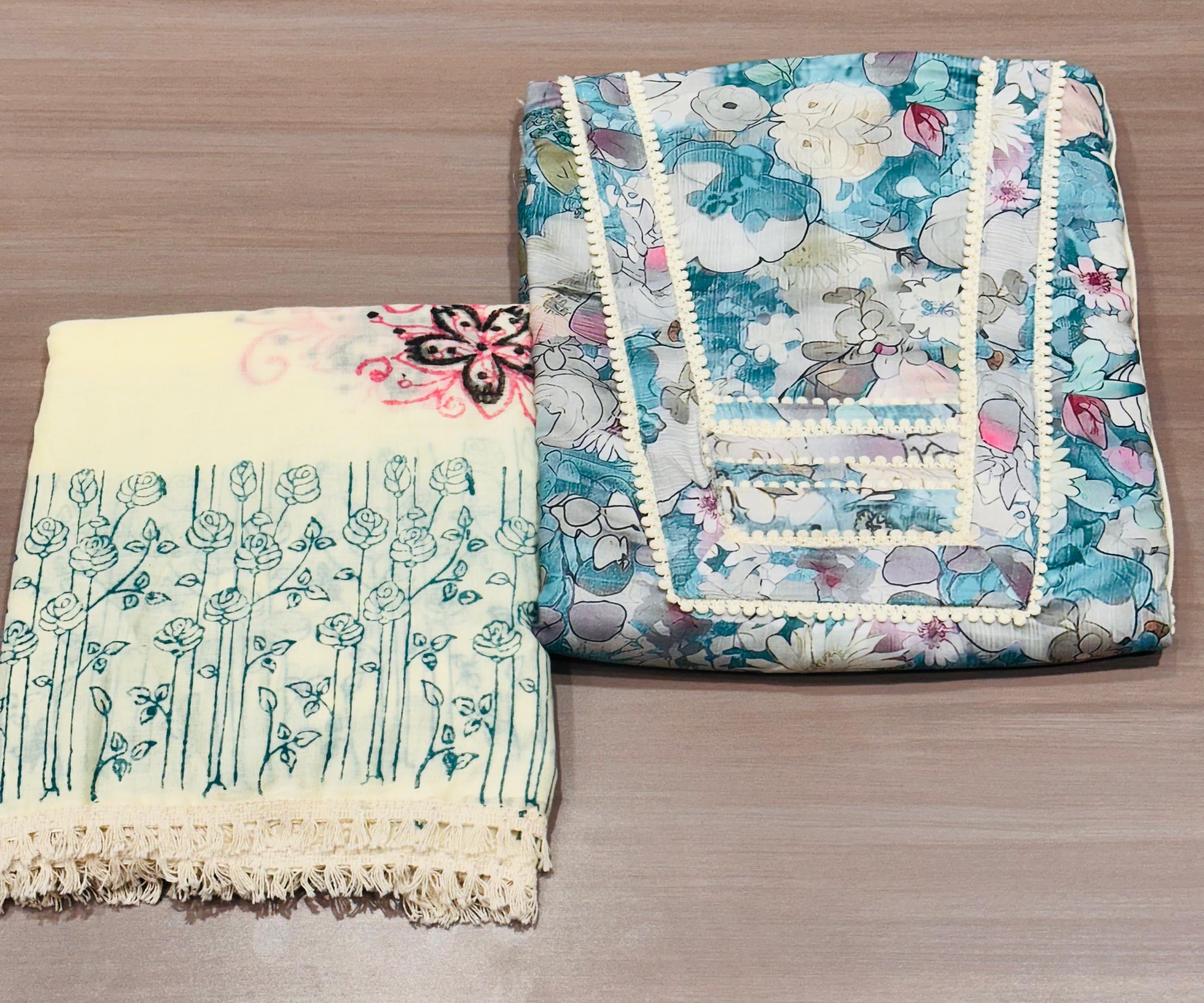 COTTON LACE WORK WITH DUPPATA