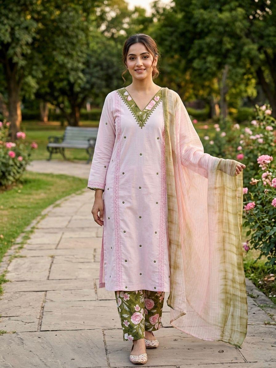 V neck special cotton suit