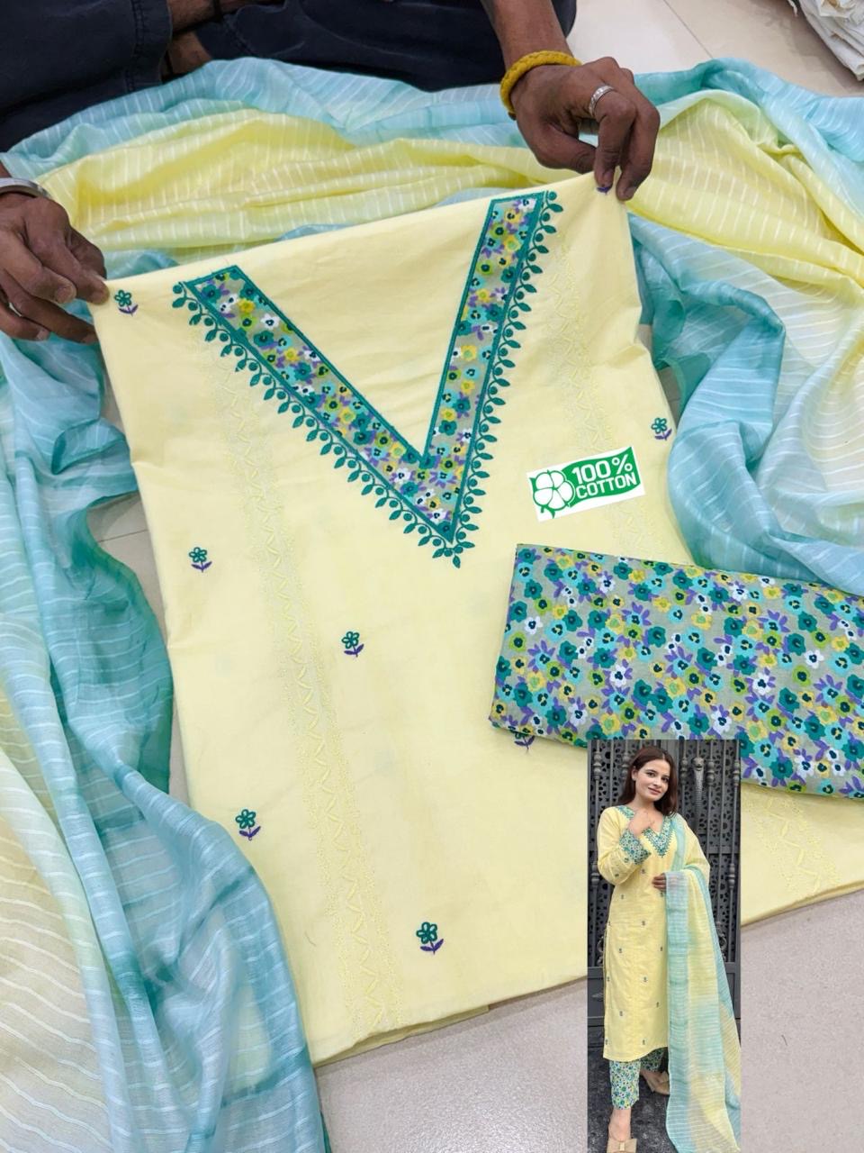V neck special cotton suit