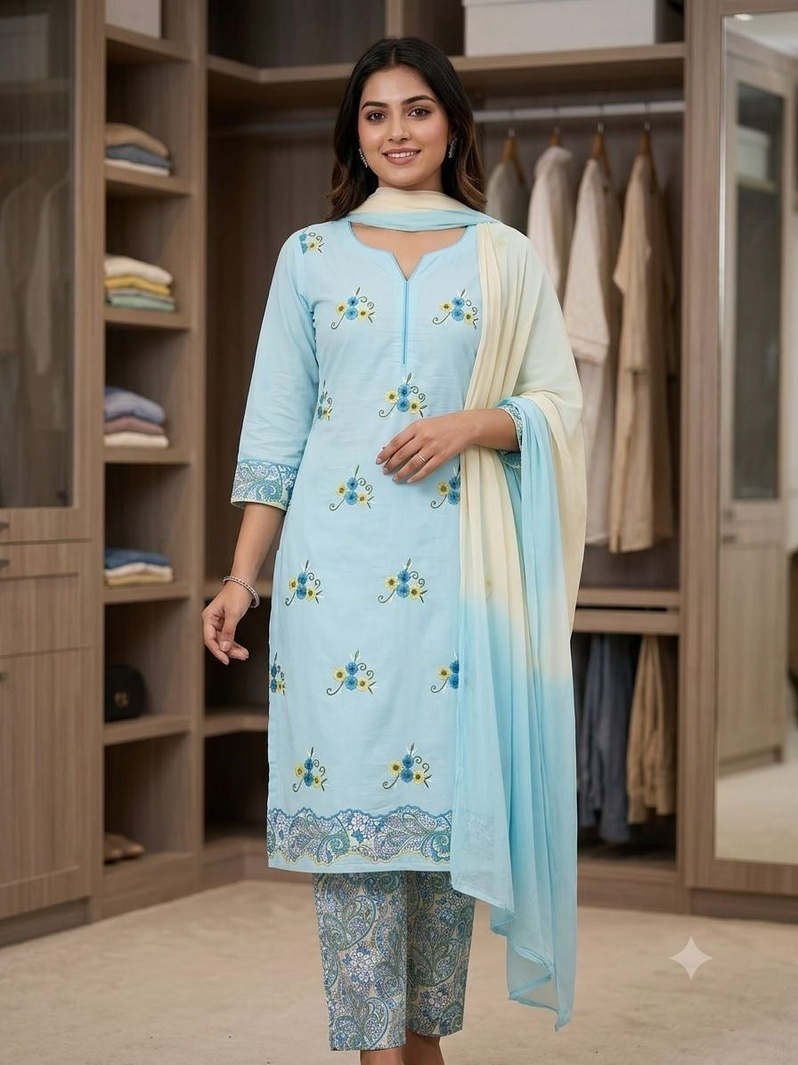 Camric suit with patch work