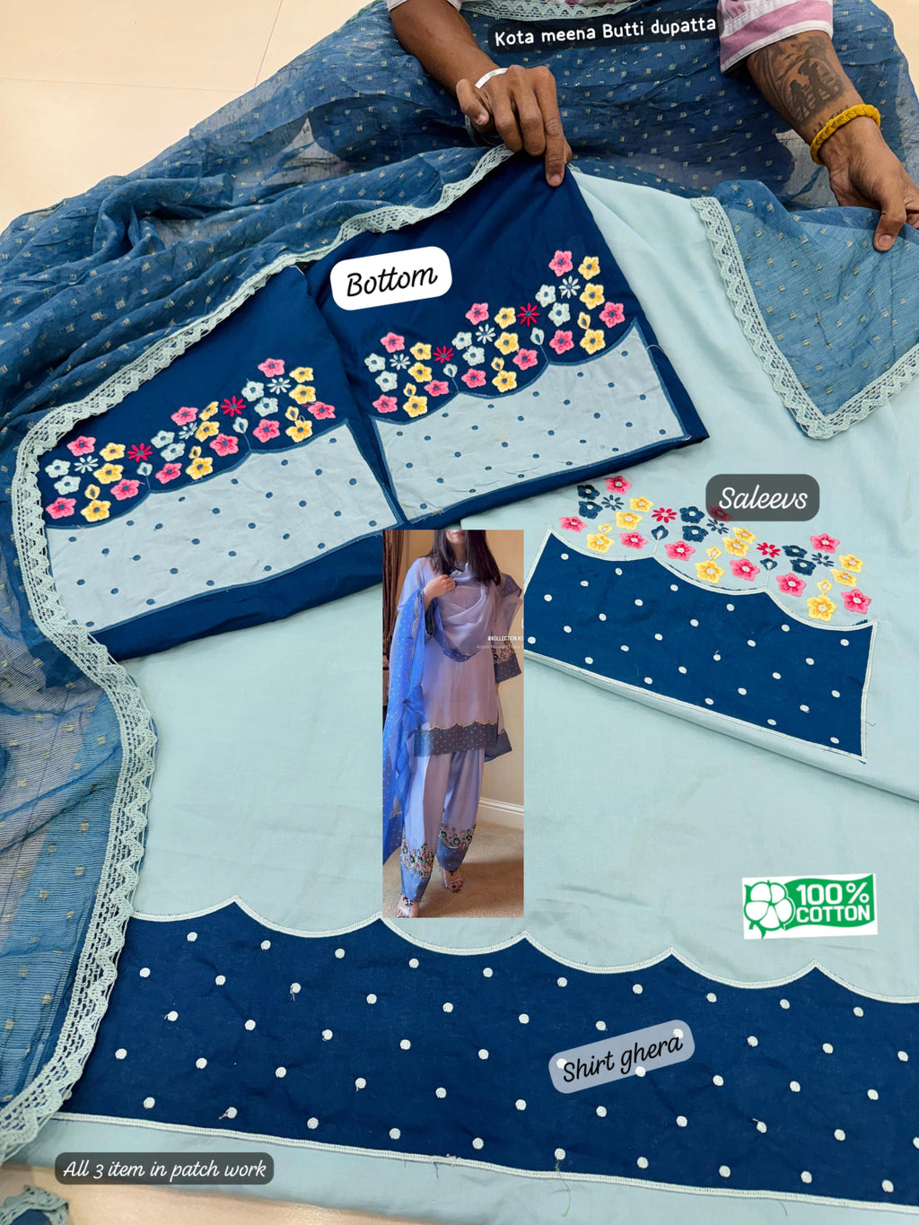 Sky&blue contrast suit