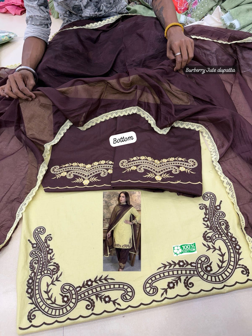 Lemon brown embroidery