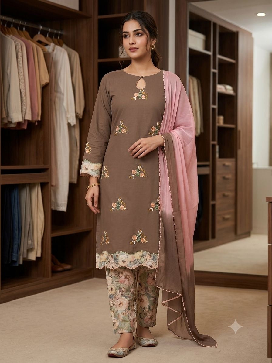 Camric suit with patch work