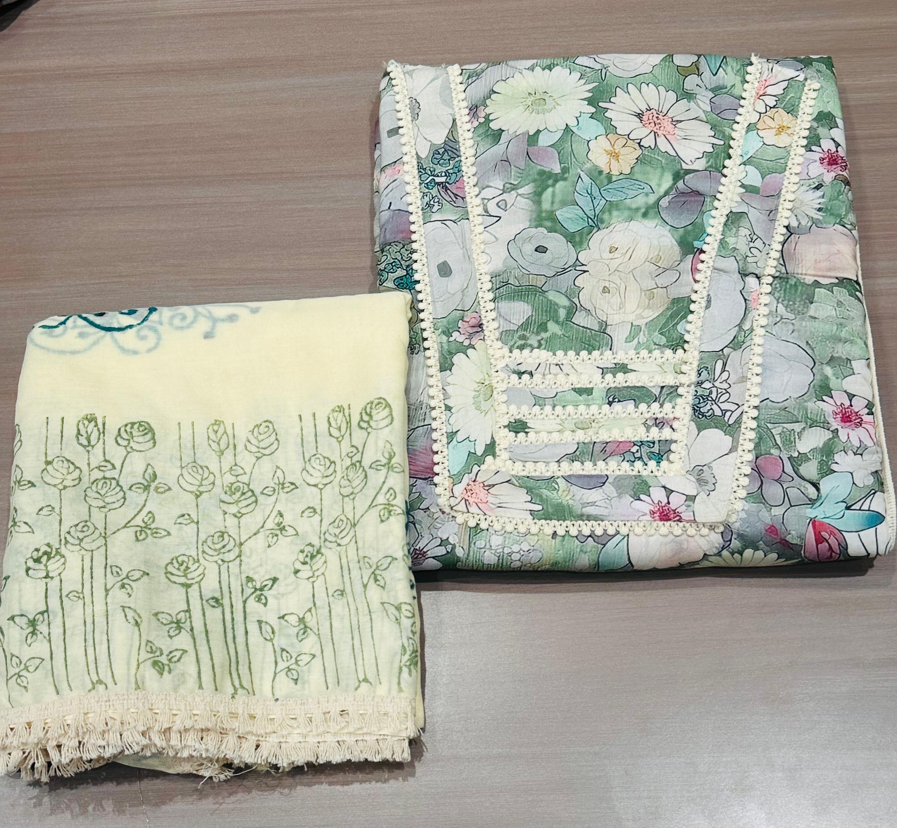 COTTON LACE WORK WITH DUPPATA