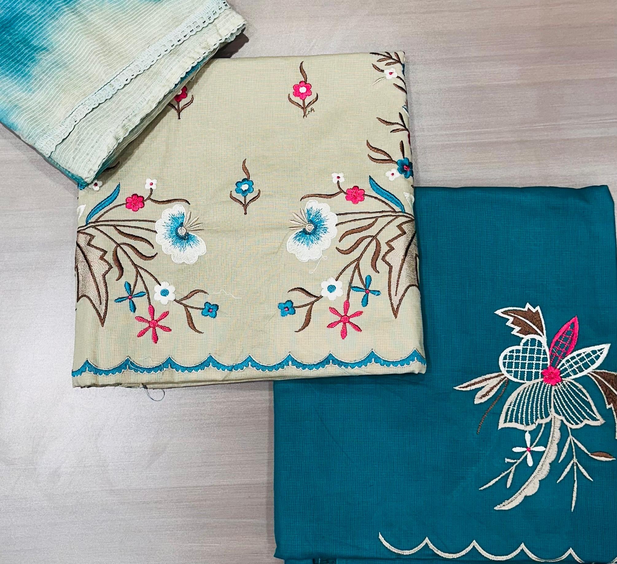 COTTON EMBROIDERED WITH BOTTOM WORK