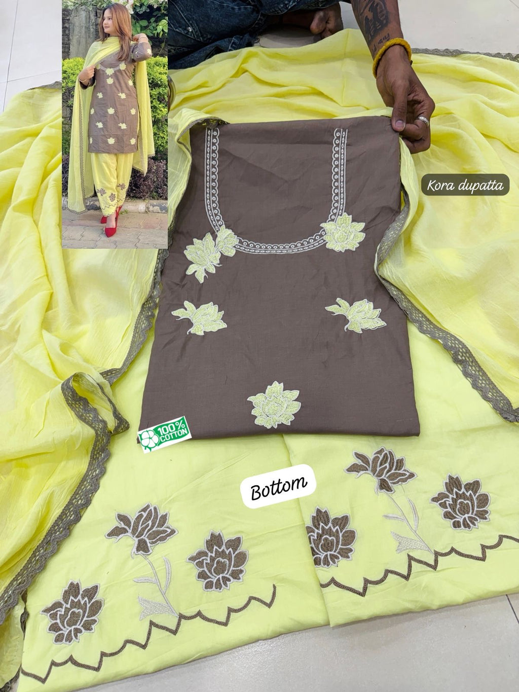 Contrast embroidery suit