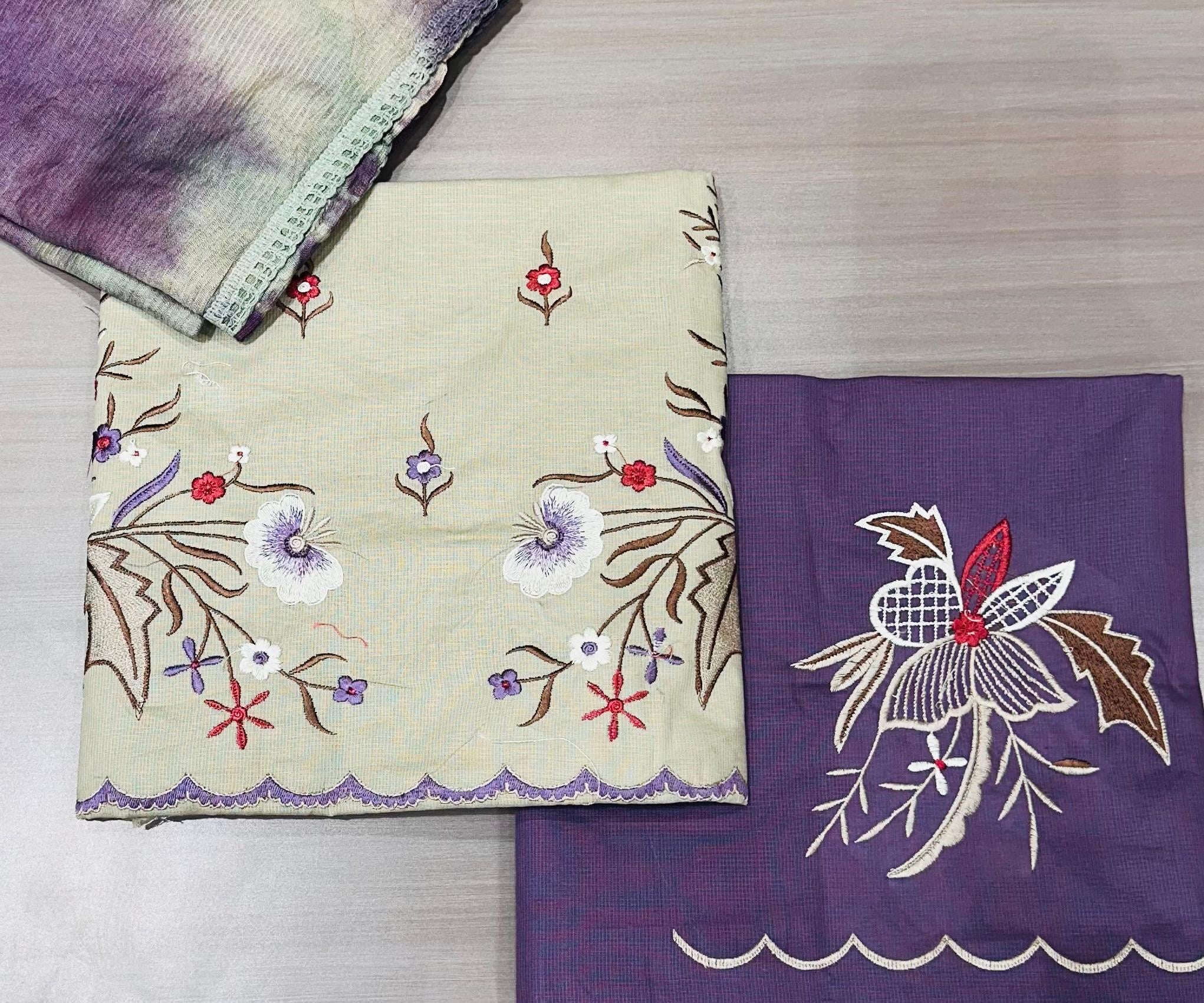 COTTON EMBROIDERED WITH BOTTOM WORK