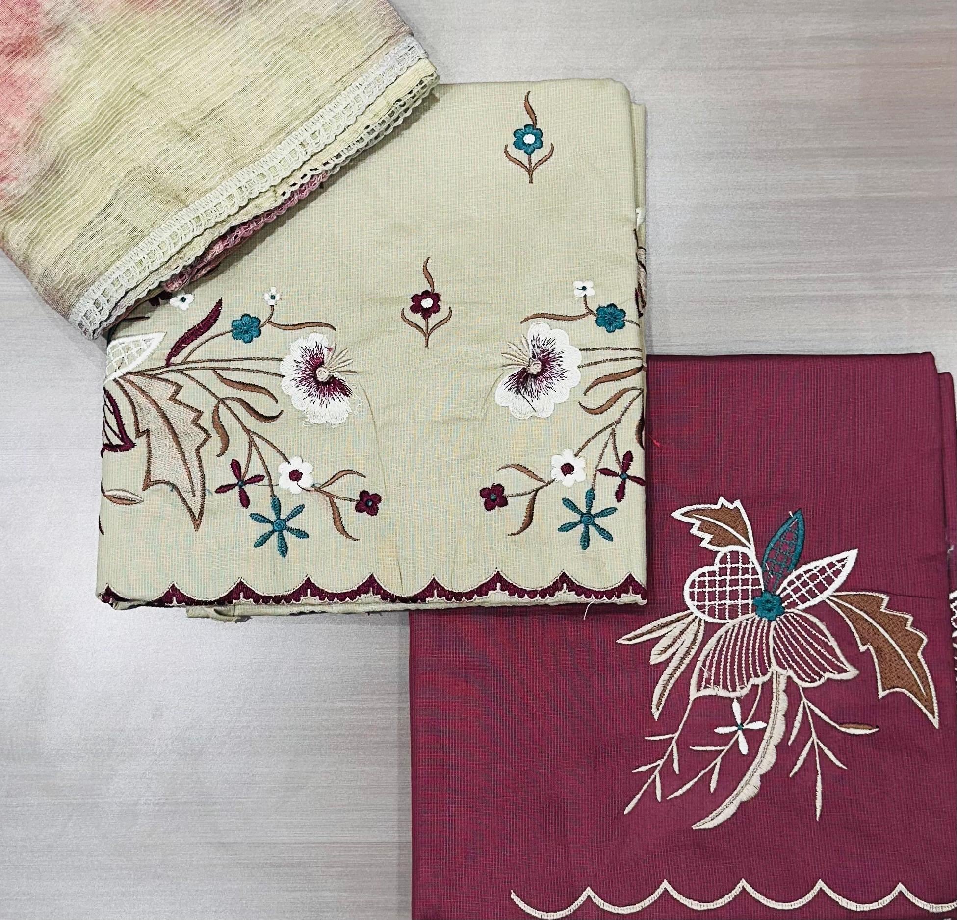 COTTON EMBROIDERED WITH BOTTOM WORK