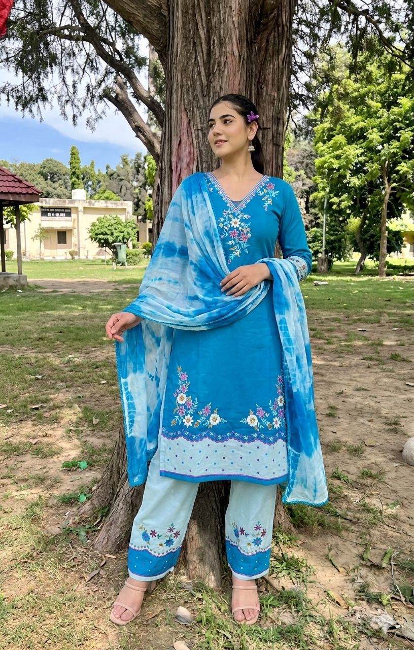 Royal contrast suit