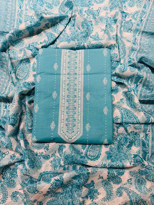 Cotton suit with check duppata