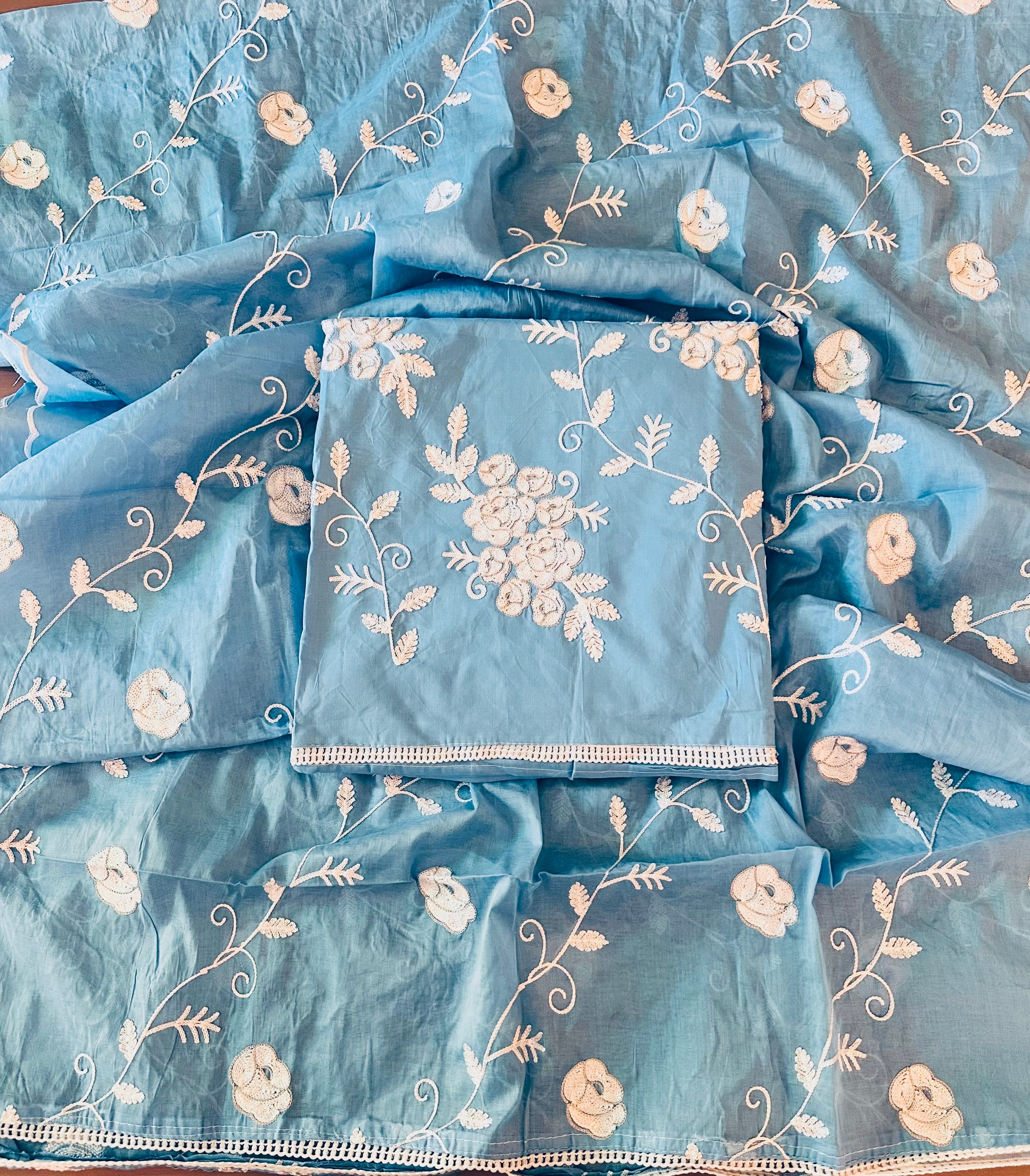 SKY WITH WHITE EMBROIDERY