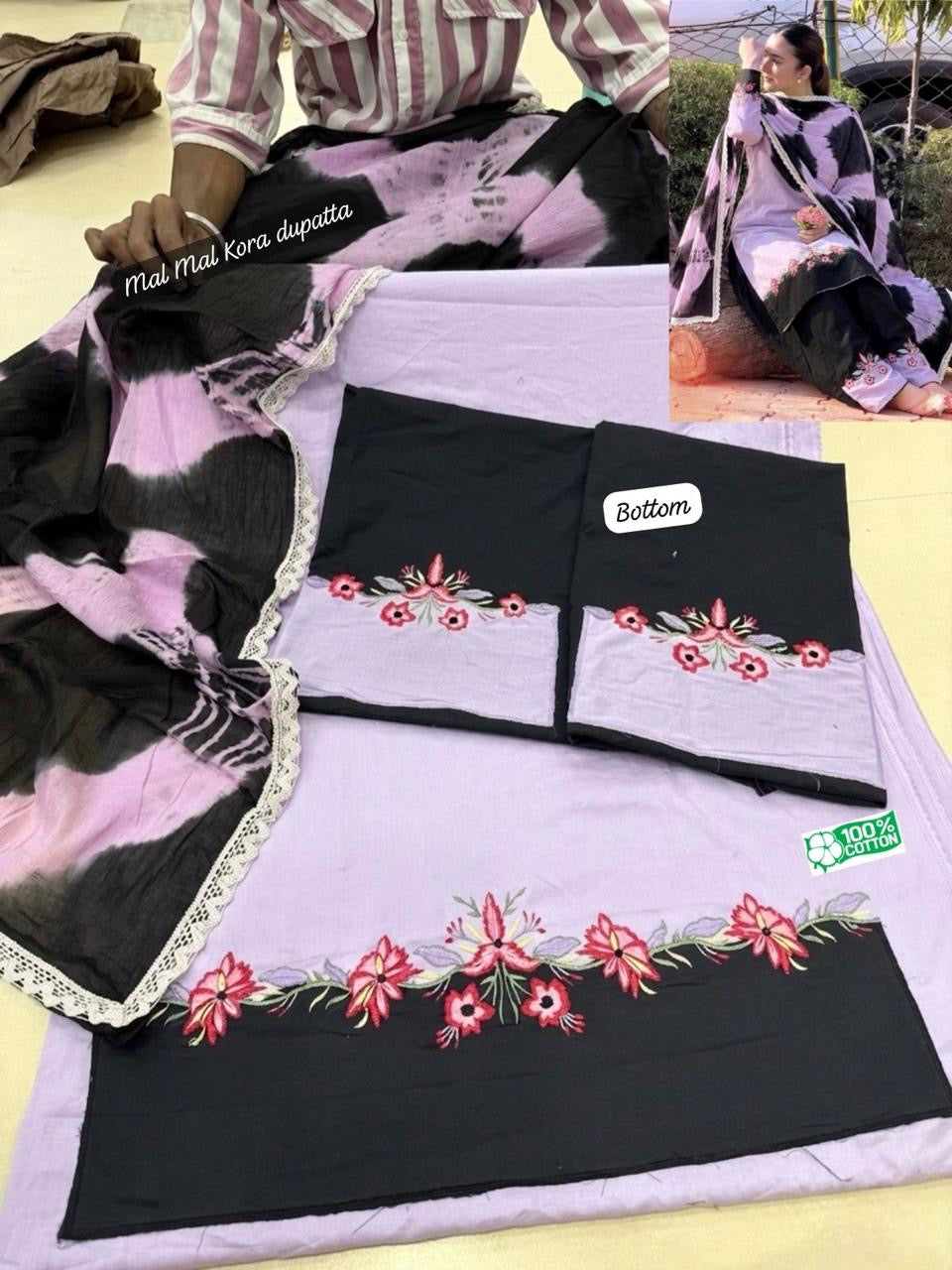 Black purple embroidered suit
