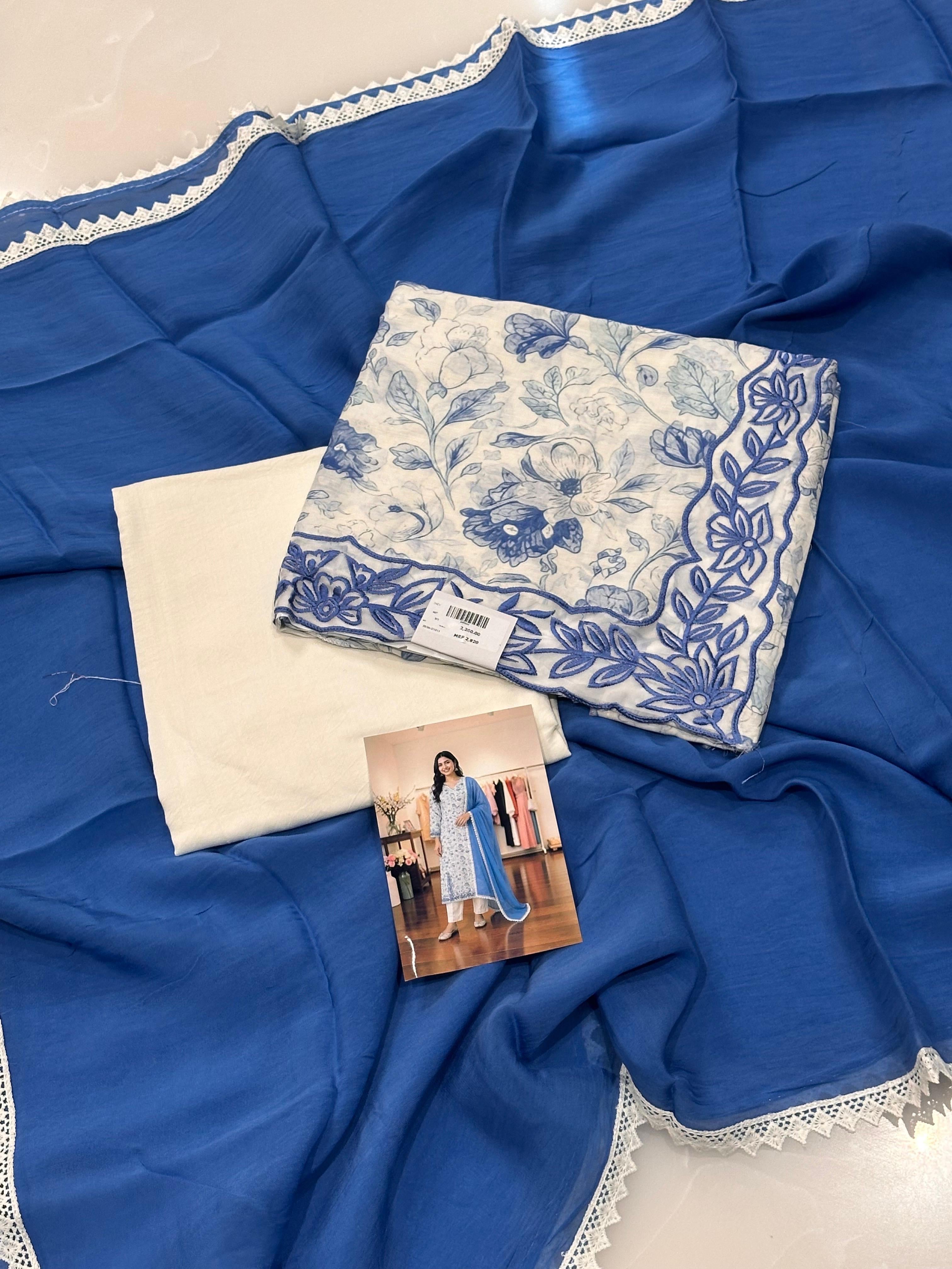 DESIGNER BLUE EMBROIDERED SUIT