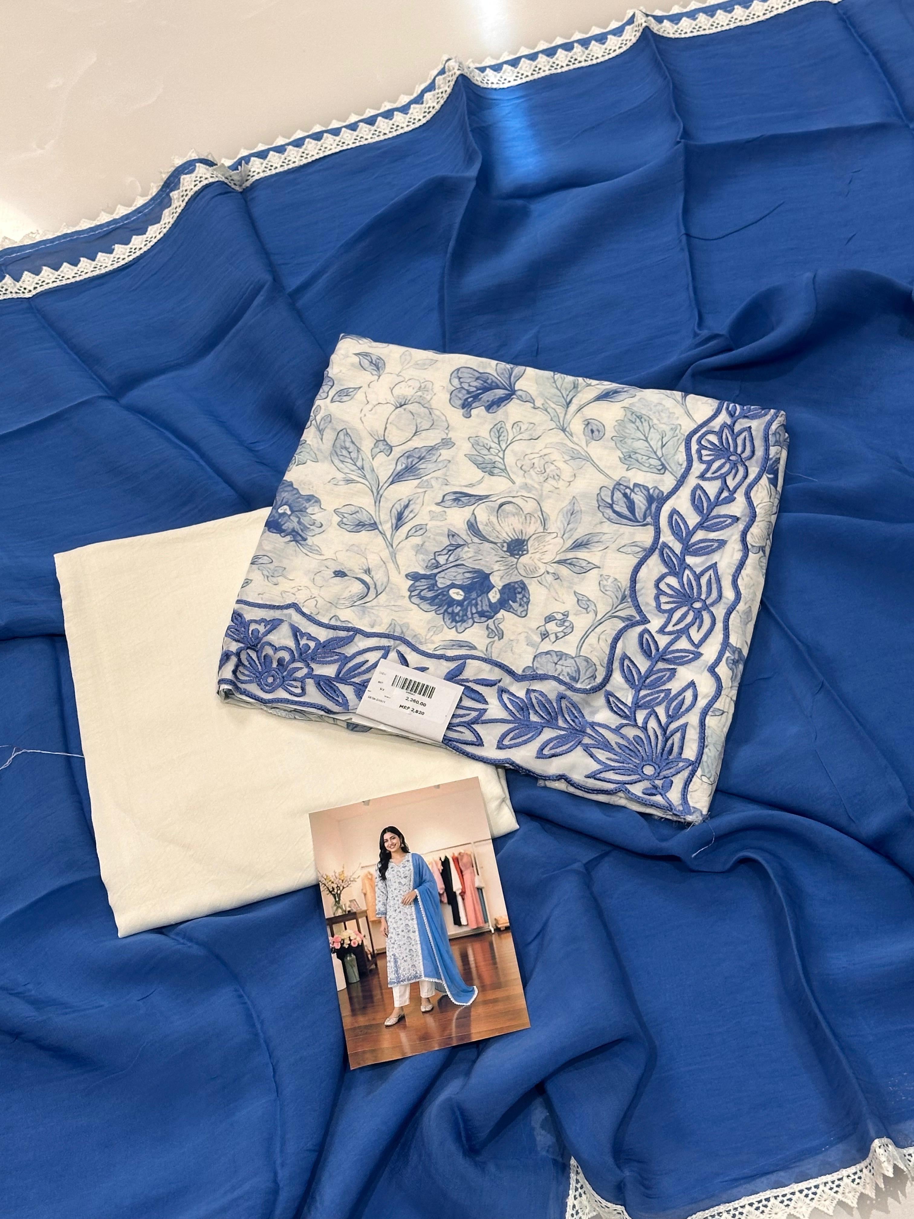 DESIGNER BLUE EMBROIDERED SUIT