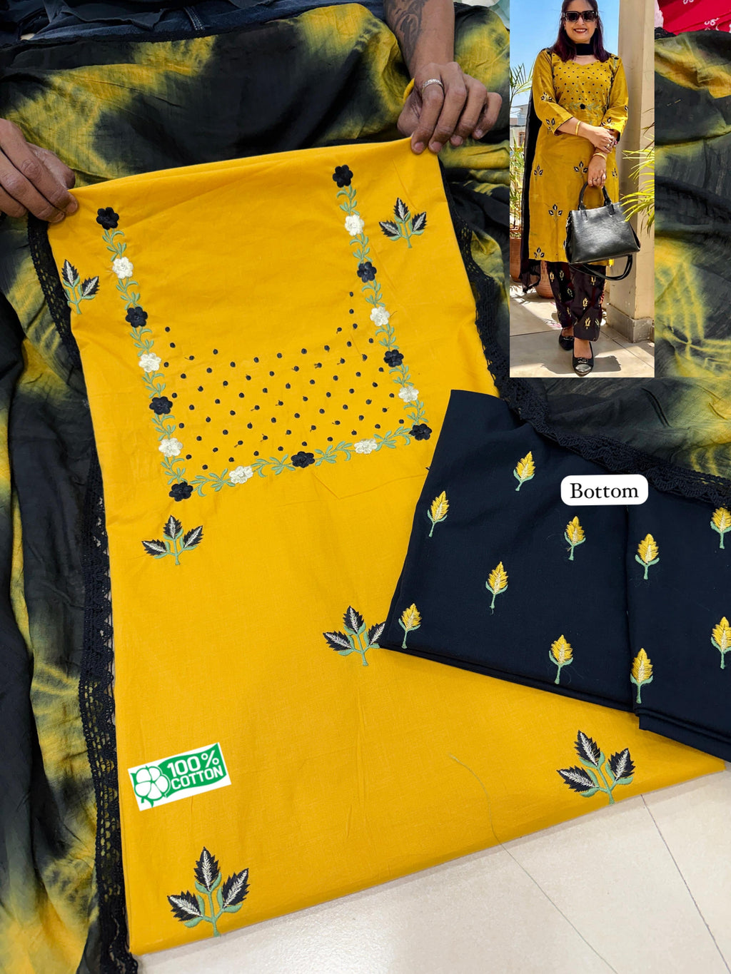 Mustard embroidery suit