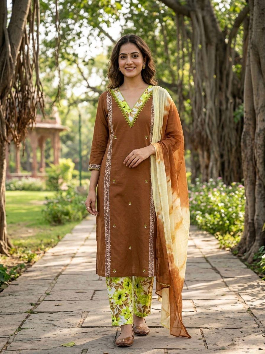 V neck special cotton suit
