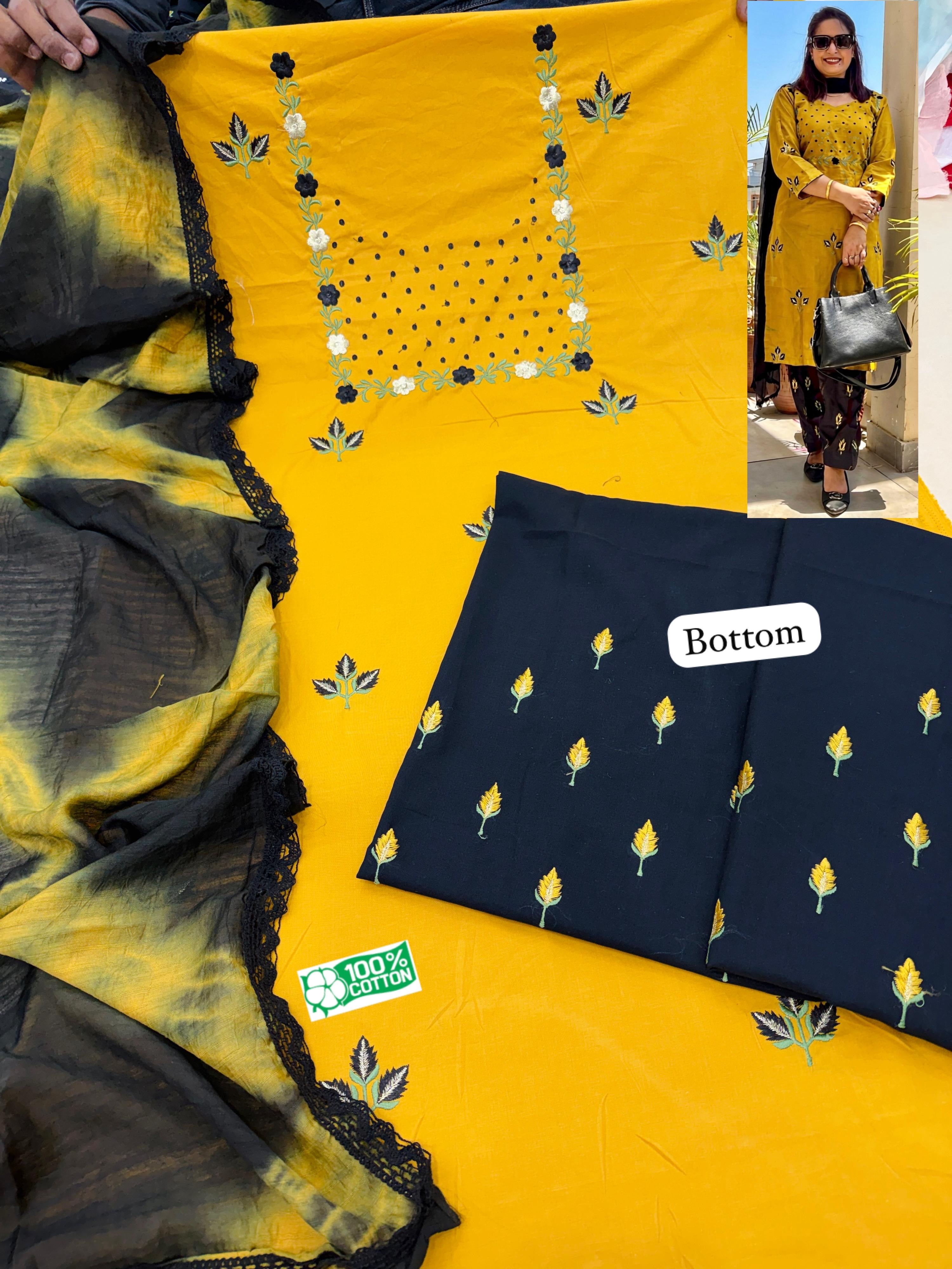 Mustard embroidery suit