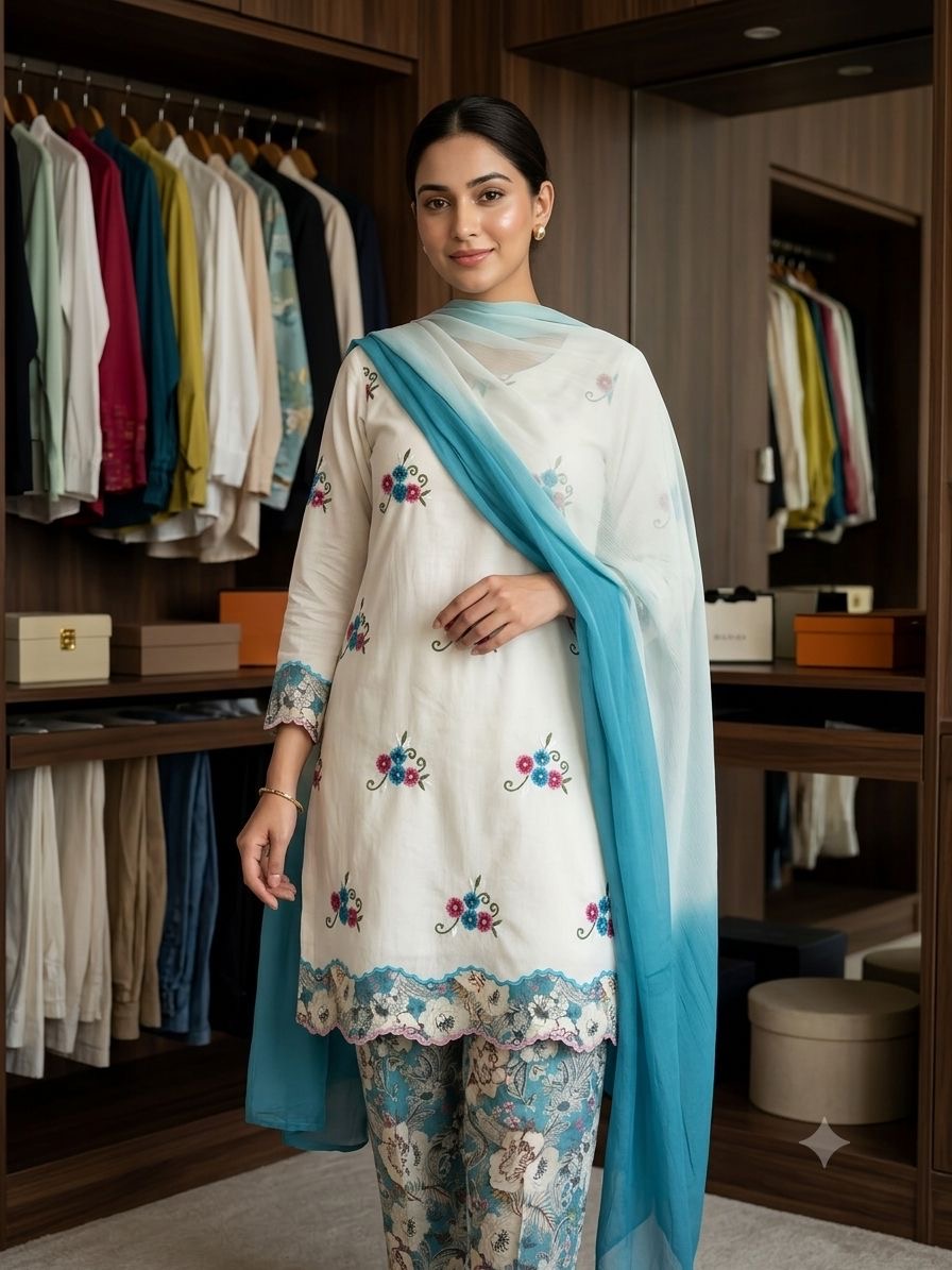 Camric suit with patch work