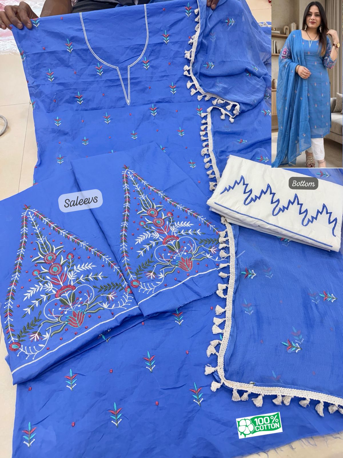 Blue embroidery
