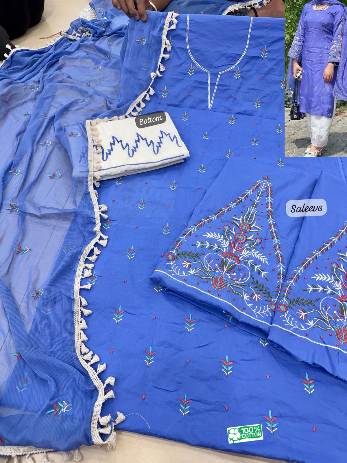 Blue embroidery