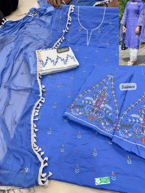 Blue embroidery