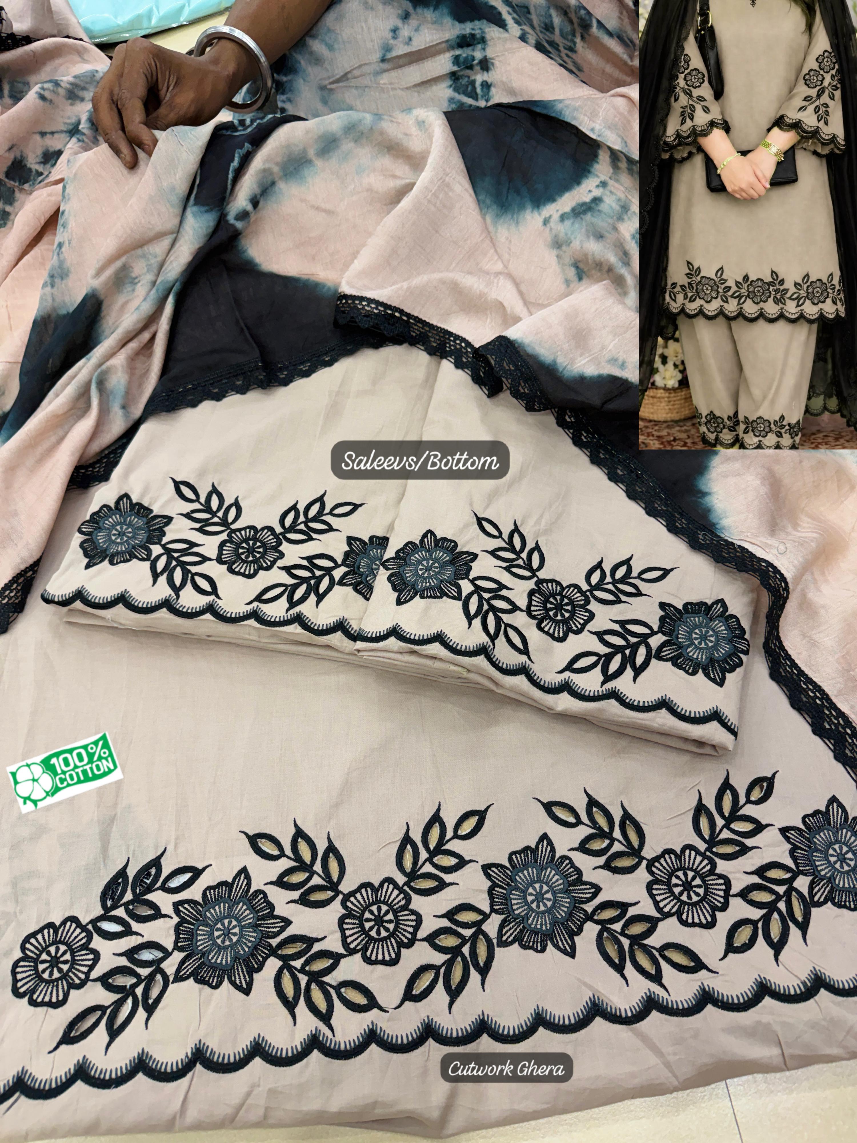 COTTON WITH BLACK EMBROIDERY