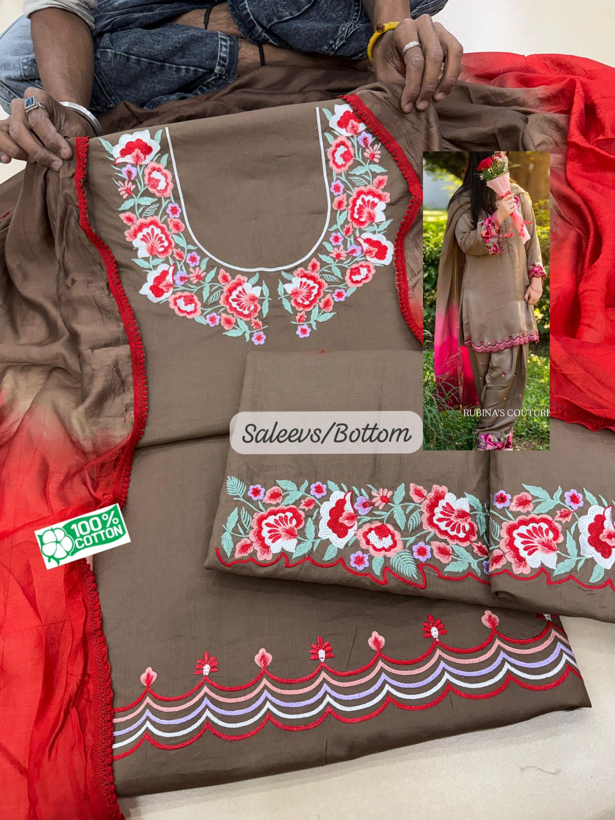 Brown embroidery