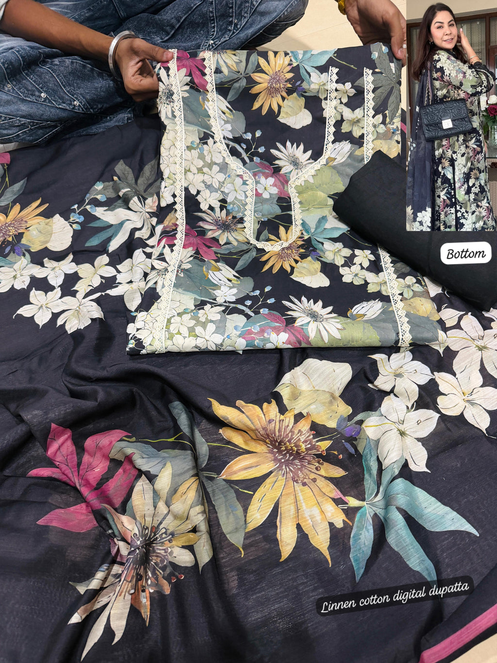 BLACK PRINT EMBROIDERED