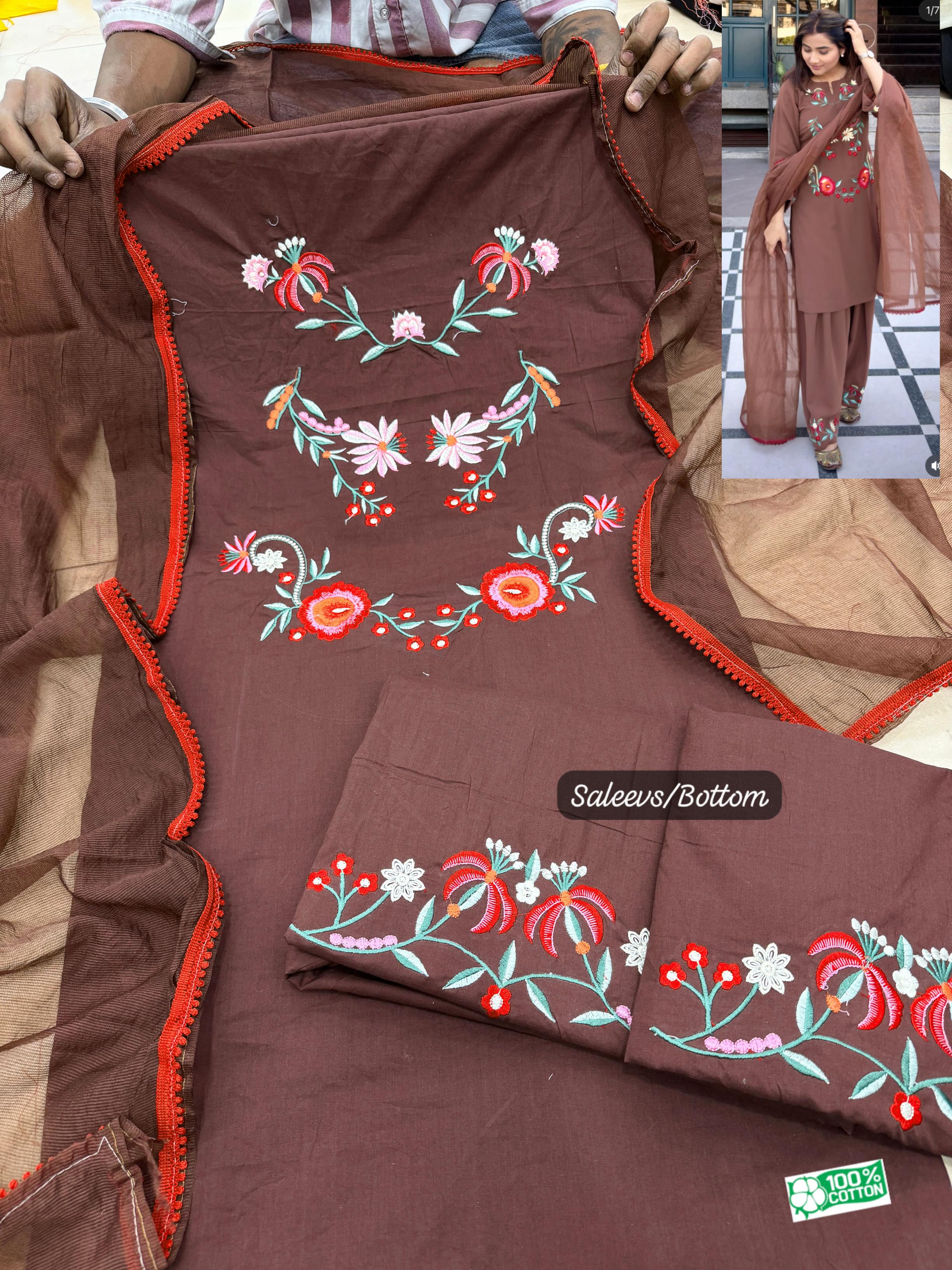 BROWN NECK EMBROIDERY