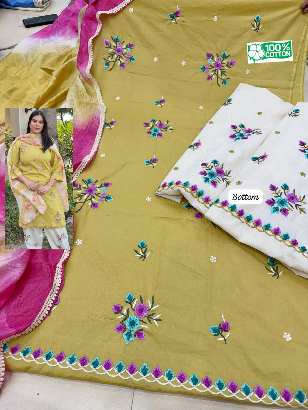 COTTON EMBROIDERY LEMON